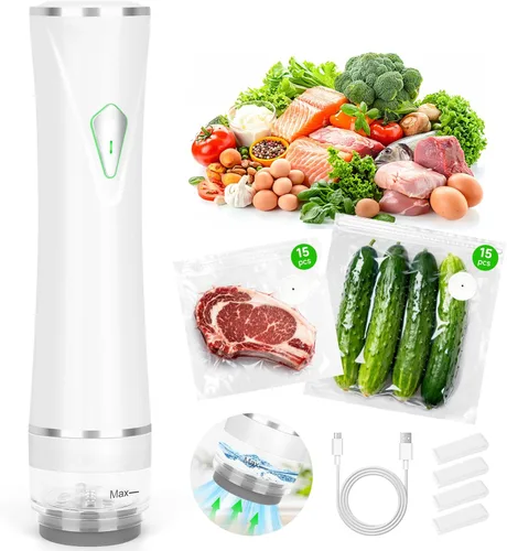 Miniatura 9 de Compact Vacuum Sealer for Food, Vacuum Sealer Machine with 10 Reusable Vacuum Bags, KomBryvian Powerful Handheld Vacuum Sealers, Meal Saver