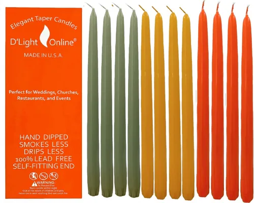 Miniatura 57 de D'light Online Elegantes Velas Cónicas de Otoño Estacional de 10 Pulgadas de Calidad Premium - Sin Perfume, Velas Cónicas Sumergidas a Mano, Sin