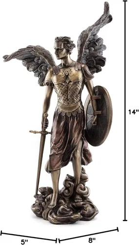 Miniatura 7 de Top Collection Estatua de San Miguel el Arcángel – Michael, defensor de la iglesia escultura en bronce fundido en frío de primera calidad – Figura