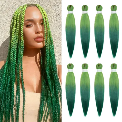 Miniatura 114 de 8 paquetes de extensiones preestiradas - 16 pulgadas de cabello trenzado premium, 55G/paquete, sin picazón, fijación en agua caliente, textura Perm