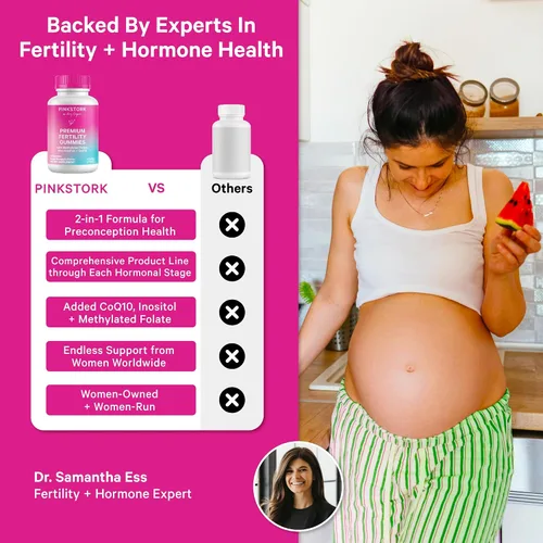 Miniatura 4 de Pink Stork Gomitas de fertilidad prémium Suplementos de fertilidad para mujeres con CoQ10, mio-inositol + vitaminas prenatales Apoyo a