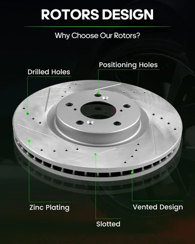 Miniatura 2 de SCITOO Rotores de disco D/S delanteros de 12.99 pulgadas y traseros de 13.14 pulgadas + pastillas de freno de cerámica de repuesto para Acura MDX