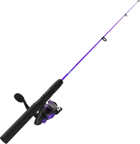 Zebco Dock Demon - Carrete giratorio y caña de pescar, caña de fibra de vidrio duradera de 30 pulgadas, carrete de pesca anti-reversa QuickSet