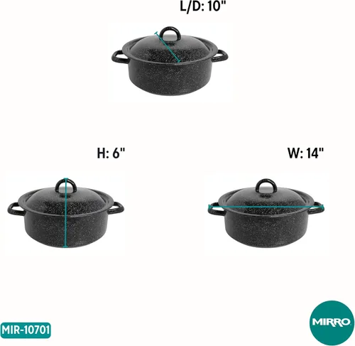 Miniatura 2 de Mirro Horno holandés de acero esmaltado con moteado negro tradicional estilo vintage de 4.5 cuartos de galón con tapa, (MIR-10701)