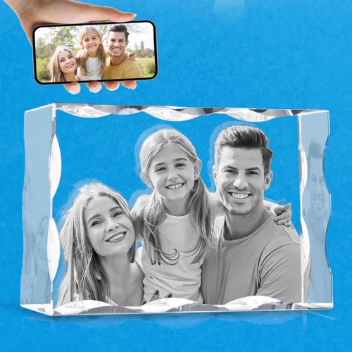 HAN'S LASER Foto de cristal 3D personalizada, rectangular dentada, para el día de San Valentín, aniversario, cumpleaños, regalos para parejas para