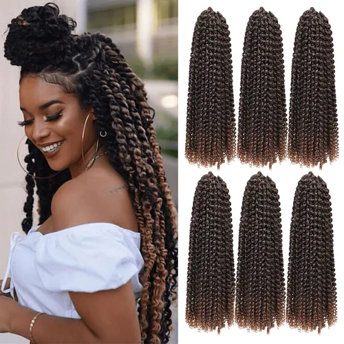 Miniatura 17 de Cabello de estilo Passion Twists de 14 pulgadas, cabello ondulado de ganchillo para mujeres negras, cabello rizado bohemio para trenzas de mariposa