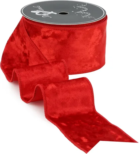 Miniatura 30 de MAYREEL Cinta de terciopelo triturado verde musgo de 2.5 pulgadas con cable para decoraciones de Navidad, envolver regalos, coronas para árboles, 10