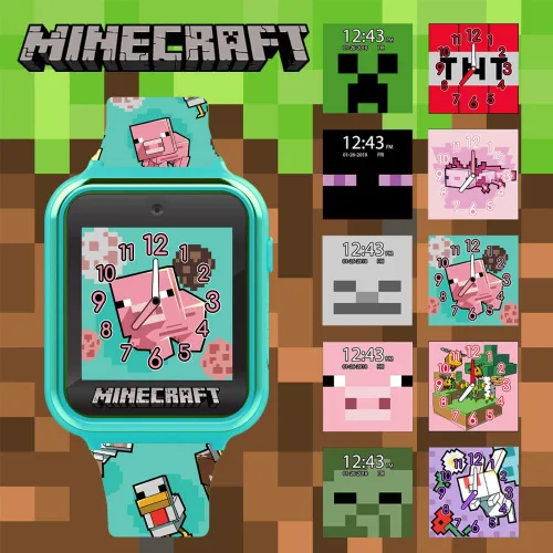 Miniatura 4 de Minecraft - Reloj inteligente para niños con pantalla táctil, 10 caras de reloj, juegos, cámara, alarma, temporizador, contador de pasos