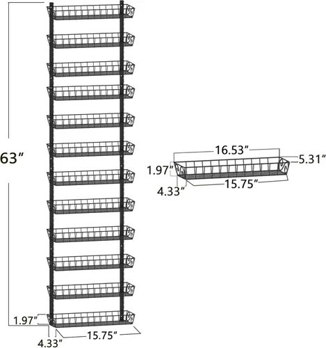 Miniatura 6 de SWOMMOLY Organizador Estante de Especias de Pared Ajustable, 12 Niveles de Doble Uso (Multiuso) Estante Colgante de Especias para Almacenamiento