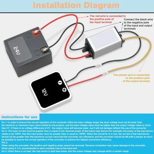 Miniatura 2 de Maxmartt Convertidor CC de 24 V a 12 V 5 A 60 W, convertidor de voltaje, adaptador de corriente CC impermeable, transformador resistente