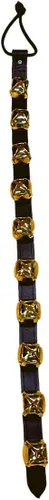 Miniatura 19 de Warner Arctic Sleigh Bells - Timbres decorativos de cuero para puerta (10 pulgadas con 3 campanas, cuero negro con campanas de latón)