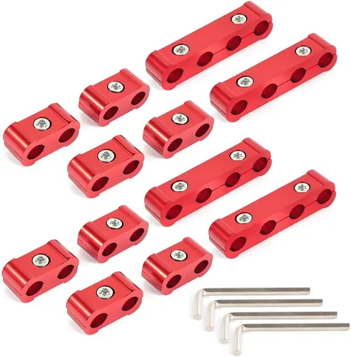 Miniatura 8 de Kit separador divisor de cables de bujía del motor Compatible con separadores de cable de aleación de aluminio de 8 mm 9 mm 10 mm azul