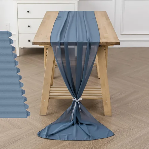 Miniatura 12 de Paquete de 2 caminos de mesa de gasa de 10 pies de 29 x 120 pulgadas, camino de mesa romántico transparente para boda, fiesta de cumpleaños