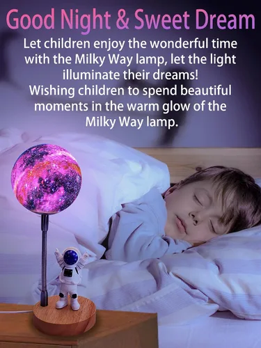 Miniatura 3 de WLHONG Lámpara de luna para niños, luces Space Buddy con luz nocturna de astronauta de 7 colores, alimentada por USB y control de botón, lámpara