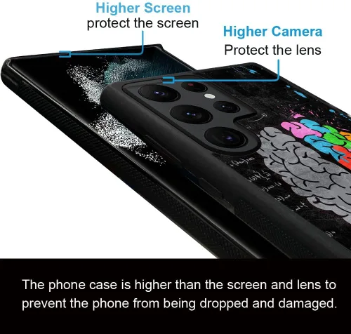 Miniatura 3 de ZHEGAILIAN Funda compatible con Samsung Galaxy S22 Ultra, diseño de patrón de policarbonato duro, antideslizante, absorción de golpes, funda Cerebro