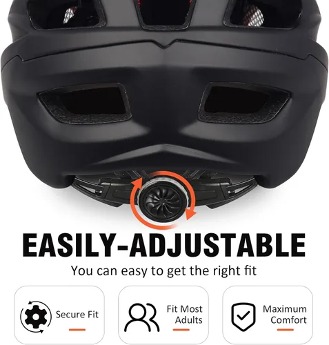Miniatura 7 de Casco de bicicleta de montaña Bosoar, casco de ciclismo para adultos con soporte para cámara y visera desmontable para hombres, mujeres y jóvenes