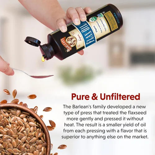 Miniatura 4 de Barlean's Lignan Aceite de linaza de semillas de lino prensadas en frío, 7,230 mg de ácidos grasos ALA Omega-3 para mejorar la salud del corazón