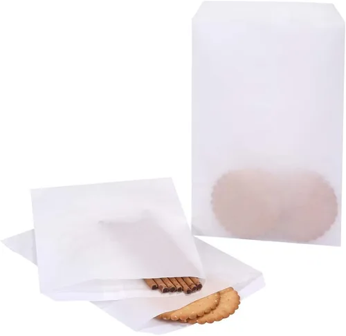 Quotidian Bolsas de Sándwich de Papel Glassine Encerado Grandes y Planas Blancas de 6" x 9" (15 x 22.8cm) Paquete de 100 – Comestibles Aperitivos
