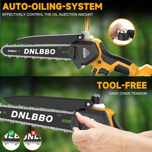 Miniatura 6 de Sierras de poste inalámbricas 2 en 1 para poda de árboles, mini motosierra de 1000 W sin escobillas de 8 pulgadas con baterías de 21 V 4.0 Ah