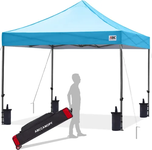 Miniatura 14 de Abccanopy - Carpa de toldo para tienda de campaña comercial instantánea con bolsa de transporte con ruedas, 4 bolsas de arena, Blanco