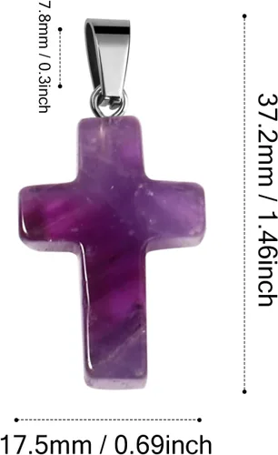 Miniatura 3 de Cadikez 12 piezas colgantes de cruz de piedra natural, cristales curativos de cuarzo chakra reiki colgantes de piedras preciosas dijes a granel