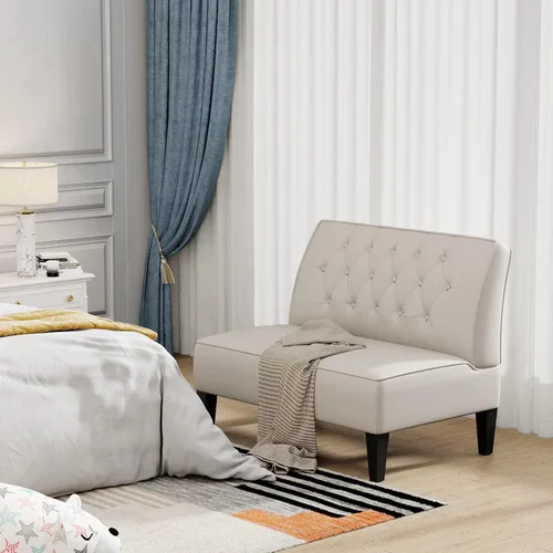 Miniatura 8 de annjoe Sofá de dos plazas acolchado con botones capitoné tapizado, sofá con respaldo abrochado, sofá banqueta para comedor, sala de estar