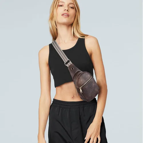 Miniatura 114 de Telena Riñonera pequeña para mujer, de cuero, cangureras, bolsa de pecho para mujer