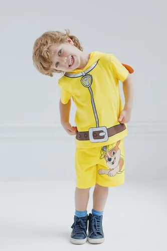 Miniatura 4 de Paw Patrol Chase Skye Rubble Marshall - Conjunto de camiseta y pantalones cortos de ciclismo de rizo francés para niños pequeños y grandes