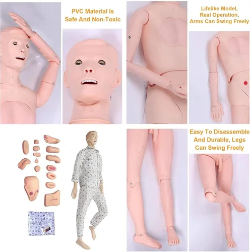 Miniatura 4 de Maniquí médico para entrenamiento, cuidado del paciente, maniquí médico de 5.57 pies, tamaño natural, maniquí de entrenamiento de enfermería