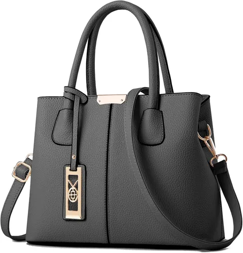 Miniatura 17 de CHICAROUSAL Monederos y bolsos de mano para mujer, bolsos cruzados de cuero, bolso de hombro para mujer A Grey Black