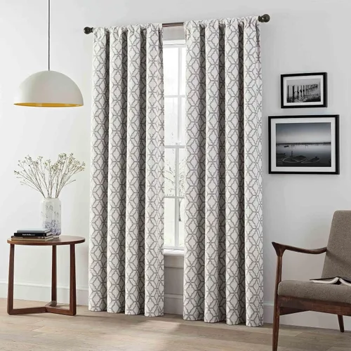 Miniatura 3 de Eclipse Lollie Total Privacy - Cortinas opacas con bolsillo para barra, diseño de enrejado (2 paneles), 52 x 84 pulgadas, color gris