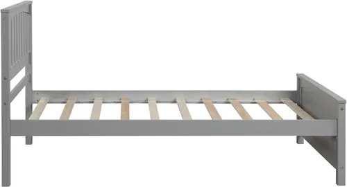 Miniatura 6 de MERITLINE Cama de plataforma de tamaño individual, marco de cama individual de madera, gris