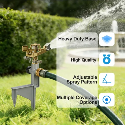 Miniatura 6 de LIULO TOOL Paquete de 2 rociadores de impacto de aleación de zinc para patio, cabezal de rociador de agua pulsante de acero inoxidable en base