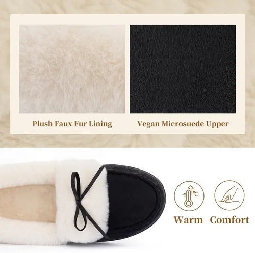 Miniatura 4 de RockDove Pantuflas tipo mocasín de microgamuza con forro de piel sintética para mujer