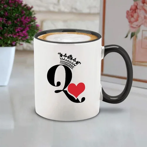 Miniatura 6 de shop4ever® King & Queen of Hearts - Juego de 2 tazas de café de cerámica para parejas, taza de té de 11 onzas, regalo para él y ella (mango negro)