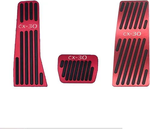 Miniatura 44 de Great-luck Fundas de pedal de acelerador de gas de aleación de aluminio, antideslizantes, sin perforación, kit de accesorios de 2 piezas/juego Rojo