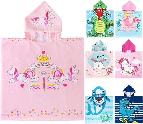 Miniatura 10 de NovForth Toalla de Playa para Niños y Niñas, Envoltorio de Toalla de Baño con Capucha de Cocodrilo, Toalla de Piscina para Niños Pequeños con Capucha