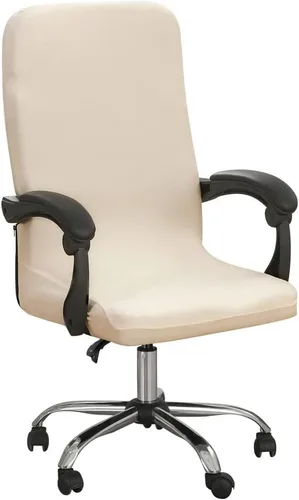 Funda para silla de color sólido, elástica, extraíble, para silla de oficina, antipolvo, impermeable, giratorio, protector universal, beige y Blanco