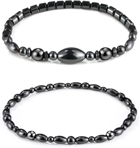 Miniatura 10 de Emibele Pulsera de desintoxicación linfática delgada para mujer, cuentas de hematita, obsidiana, antihinchazón, estiramiento para aliviar