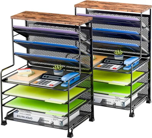 Miniatura 11 de Simple Trending Organizador de archivos de escritorio de 8 niveles, 1 paquete de bandeja de cartas, organizador de papel, accesorios de escritorio