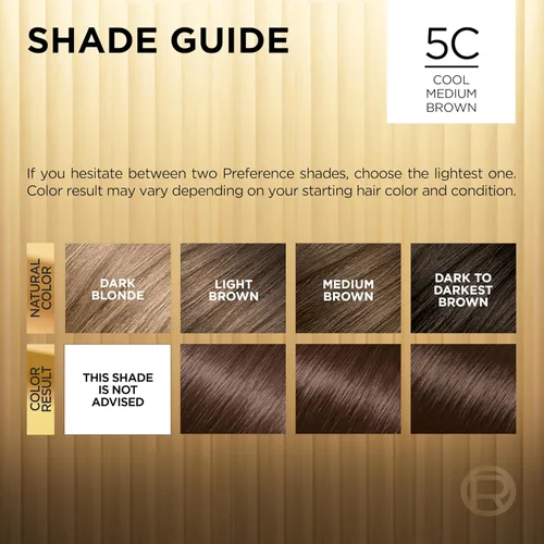 Miniatura 6 de L'Oreal Paris Superior Preference - Tinte permanente luminoso que desafía la decoloración, tinte para el cabello hasta 9 semanas de resplandor, 5C