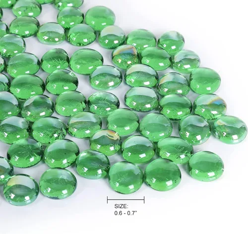 Miniatura 8 de Piedras preciosas de vidrio verde esmeralda de 10 libras, canicas de vidrio plano y vidrio esmerilado mezclado con verde, ideal para acuarios