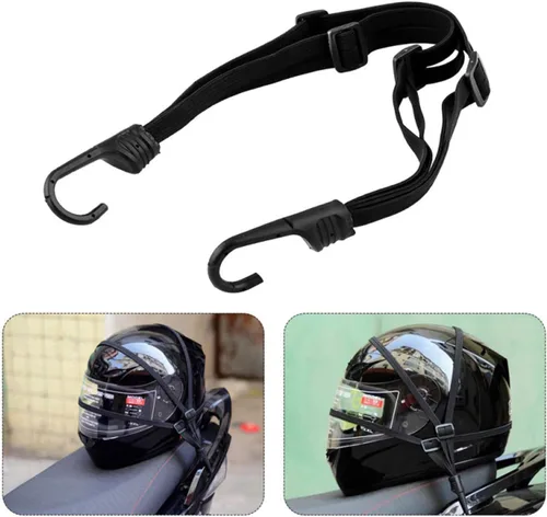 Miniatura 5 de Cuerda elástica elástica para casco de motocicleta con 2 ganchos, correa fija de gancho ajustable, cuerda de fijación de equipaje elástica de alta