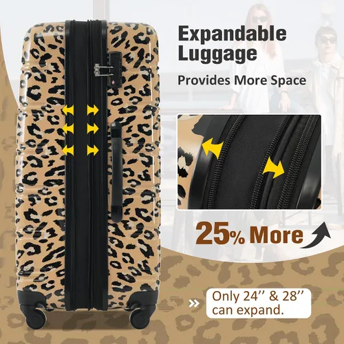 Miniatura 372 de Merax Juegos de equipaje de mano en maleta aprobada por aerolíneas, estuche rígido con ruedas giratorias expandibles, Negro
