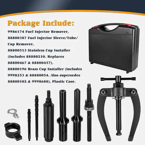 Miniatura 7 de Kit de herramientas de extracción e instalación de tubo de boquilla de manga de inyector Compatible con motores Volvo D11 D13 D16 FM12 Camión MP7