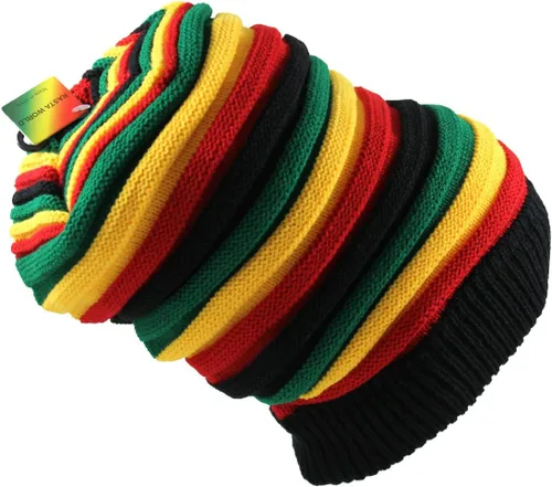 Miniatura 3 de RW Gorro clásico Rasta Slinky para hombre, negro/rasta, talla única, Negro/Rasta