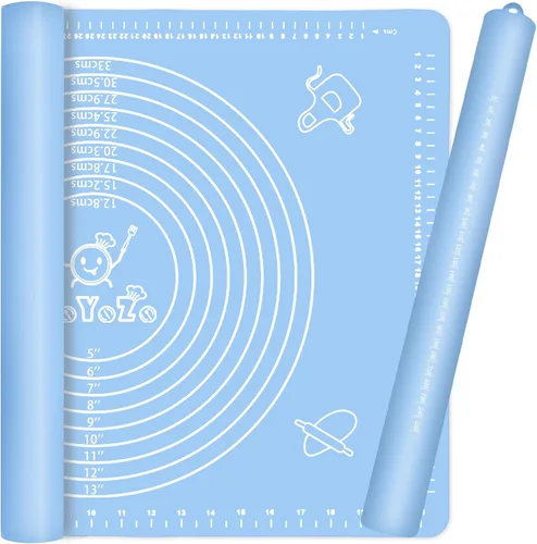 Juego de alfombrillas de silicona para repostería, rodillo de masa de pizza para masa rodante, antideslizante, extra grande con medida, tapete de
