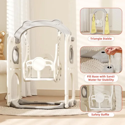 Miniatura 8 de KORIMEFA Juego de tobogán y columpio 11 en 1 para niños pequeños, tobogán para niños, juego de patio interior y exterior para niños de 1 a 3 años