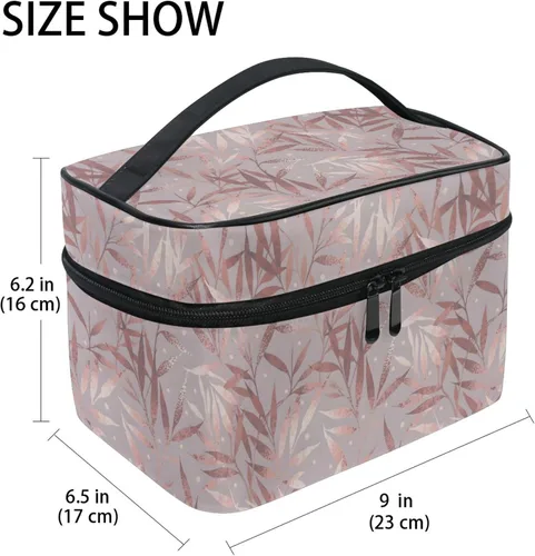 Miniatura 2 de Bolsa de maquillaje, bolsa organizadora de maquillaje de viaje con estampado de leopardo rosa, neceser para niñas, mujeres y mujeres, Geométrico 115