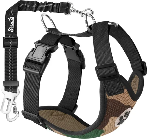 Miniatura 6 de SlowTon Arnés de Cinturón de Seguridad para Perros para Coche, Arnés de Coche para Perros Ajustable de Malla Transpirable y Cinturón de Seguridad